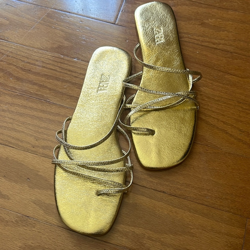 Zara Thin Strappy Flats Sandals
